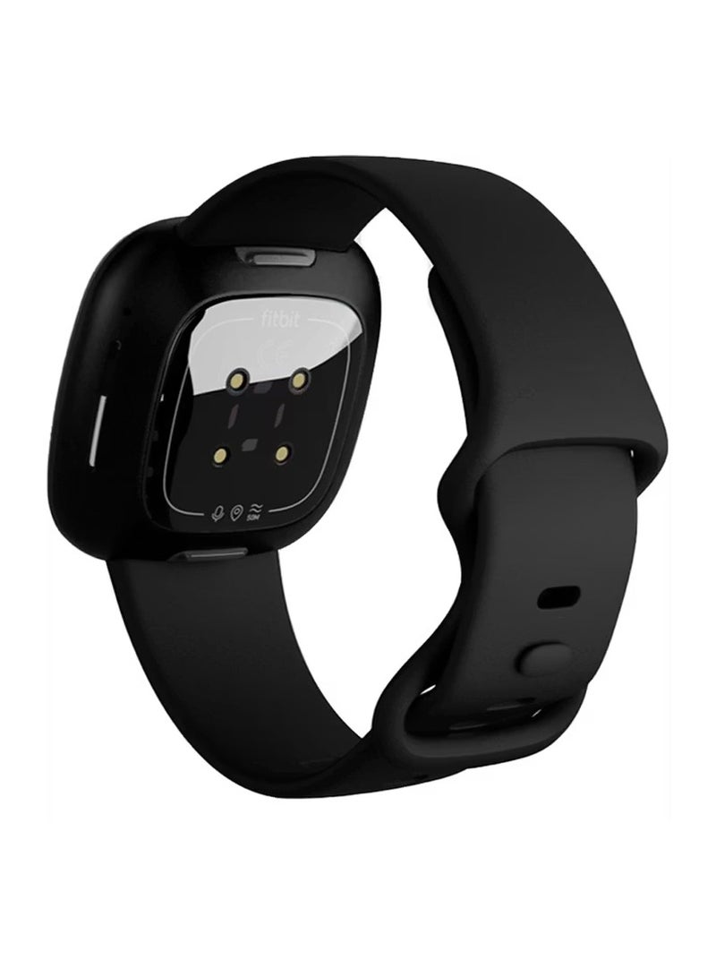 devia Deluxe Series Sport Silicone Watch Band for Fitbit Versa 3 / Watch Strap / band / Easy Adjustment- Black - Image 3