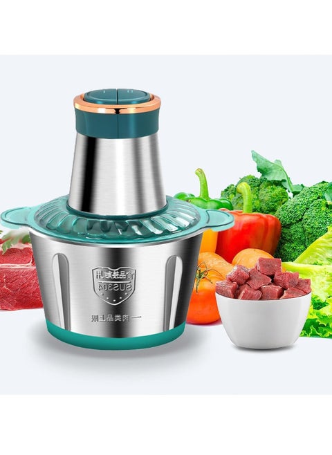 Electric Meat Grinder, Food Processor Blender with 3L Stainless Steel Bowls, Vegetable and Fruit Chopper for Dicing, Mincing