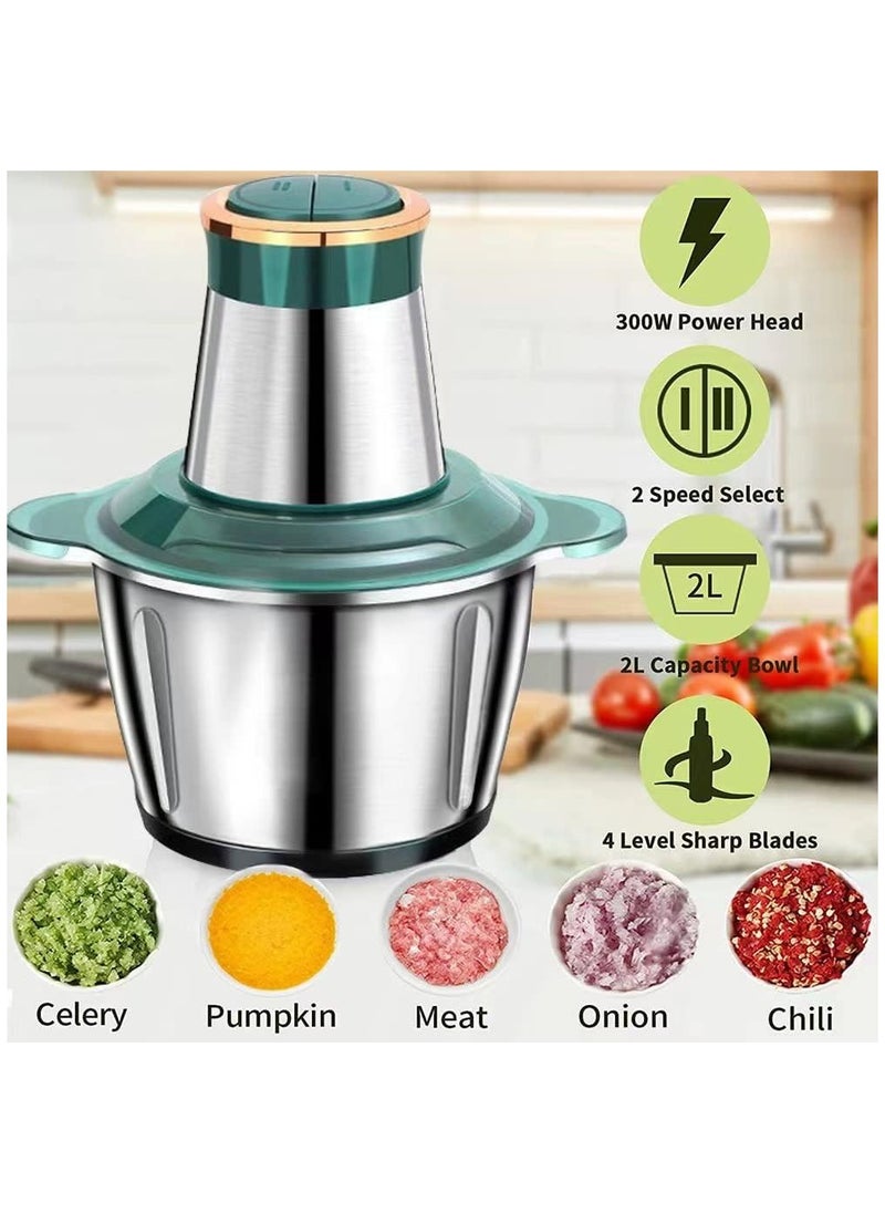 Electric Meat Grinder, Food Processor Blender with 3L Stainless Steel Bowls, Vegetable and Fruit Chopper for Dicing, Mincing