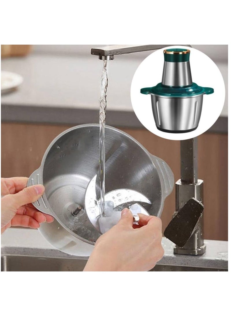 Electric Meat Grinder, Food Processor Blender with 3L Stainless Steel Bowls, Vegetable and Fruit Chopper for Dicing, Mincing