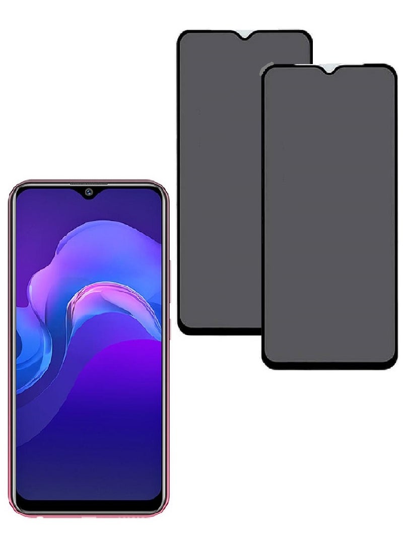 we3 2 Pieces Tempered Glass Screen Protector Anti-Spy Privacy Designed For vivo Y12 Full Screen Coverage And Bubble Free  - Image 1