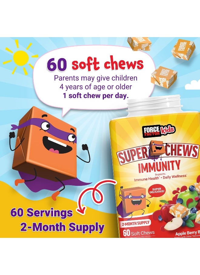 Force Factor - Force Factor, Kids, Super Chews, Immunity, Apple Berry Burst, 60 Soft Chews - Image 1