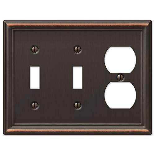 Amerelle 149TTDDB Chelsea Wallplate, 2 Toggle / 1 Duplex, Steel, Aged Bronze, 1-Pack - Image 1