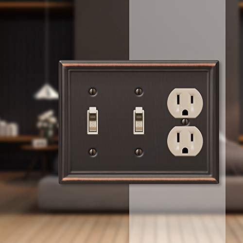 Amerelle 149TTDDB Chelsea Wallplate, 2 Toggle / 1 Duplex, Steel, Aged Bronze, 1-Pack - Image 3