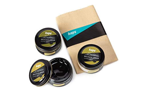 Kaps Professional Boot and Shoe Polish Cream with Cotton Cloth Set of 3 Dark BrownTransparentBlack 50 ml169 Oz Each Made with Natural Wax For Natural and Synthetic Leather Footwear Care - Image 1