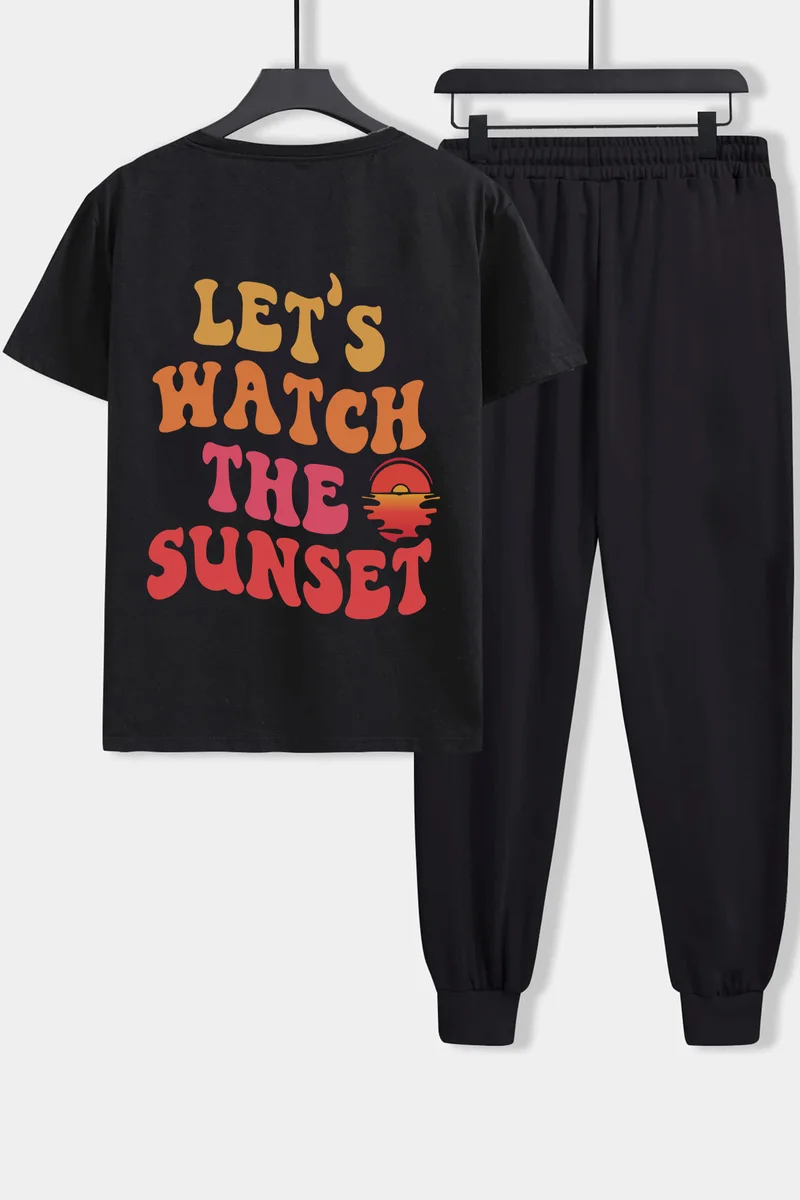 ONLYTRENDWEAR Unisex Lets Watch The Sunset 2-Piece Tracksuit Set S.m. Black