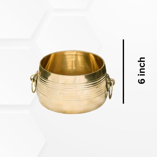 MIRAMAYEE Home Brass para Bowl Measuring Cup Pakka Nira para Changazhi Nazhi Rice Grains Measuring Pot Maraka 65 inches - Image 2