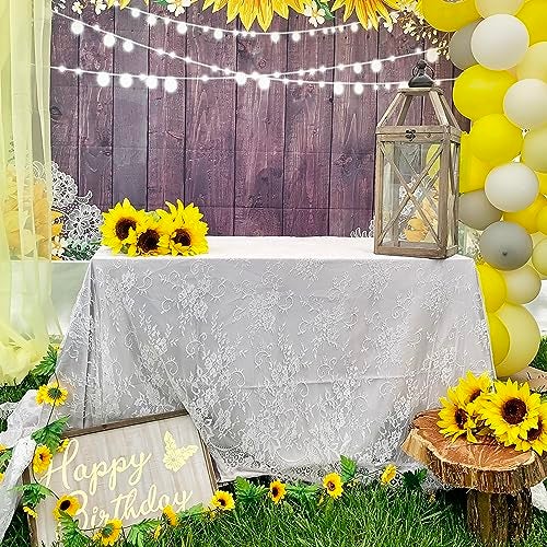 LuoluoHouse Lace Tablecloth White Wedding Tablecloths 60x120 Inch Vintage Rustic Farmhouse Table Fabric for Romantic Wedding Table Decorations - Image 4