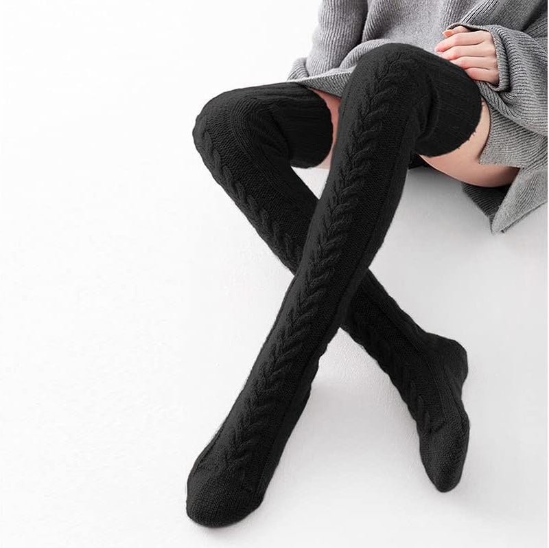 Pcavin Women's Thigh High Socks Over the Knee Cable Knit Boot Socks, Long Warm Fashion Leg Warmers Winter - Image 3