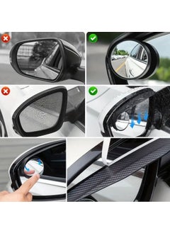 Buffer ® 2 Pieces Self-Mirroring Carbon Fiber Look Car Side Mirror Rain Guards Rain & Snow Shield Visors  - Image 4