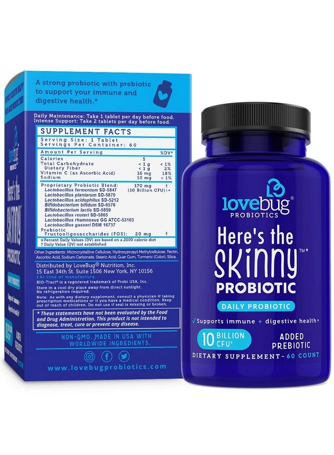 LoveBug Probiotics Here’S The Skinny Daily Probiotic For Men & Women 60 Tablets - Image 3