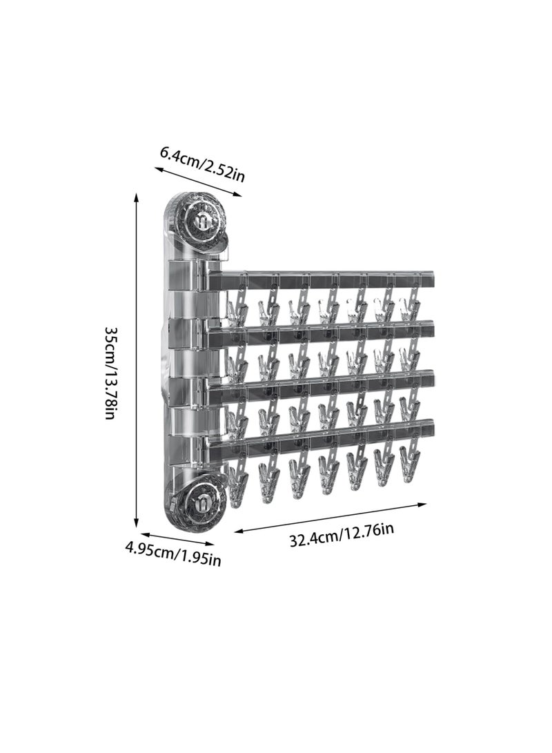 SOLARAE Wall Mount Sock Drying Rack, Space-Saving Sock Drying Rack Sock Hangers with Suction Cups Laundry Clips Drip Drying Hanger Laundry Room Sock Drying Rack Wall Mounted Drying Rack for Socks,Baby Clothes - Image 3