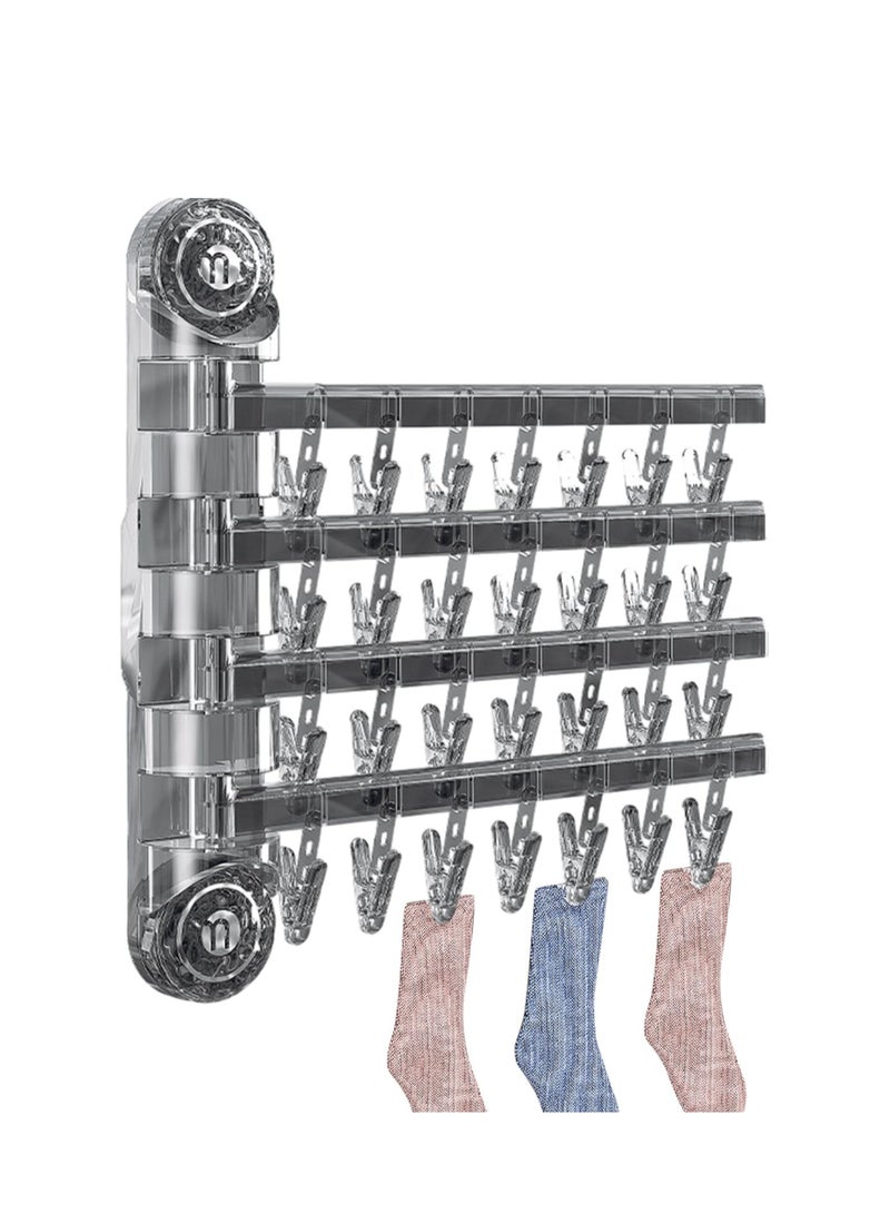 SOLARAE Wall Mount Sock Drying Rack, Space-Saving Sock Drying Rack Sock Hangers with Suction Cups Laundry Clips Drip Drying Hanger Laundry Room Sock Drying Rack Wall Mounted Drying Rack for Socks,Baby Clothes - Image 1