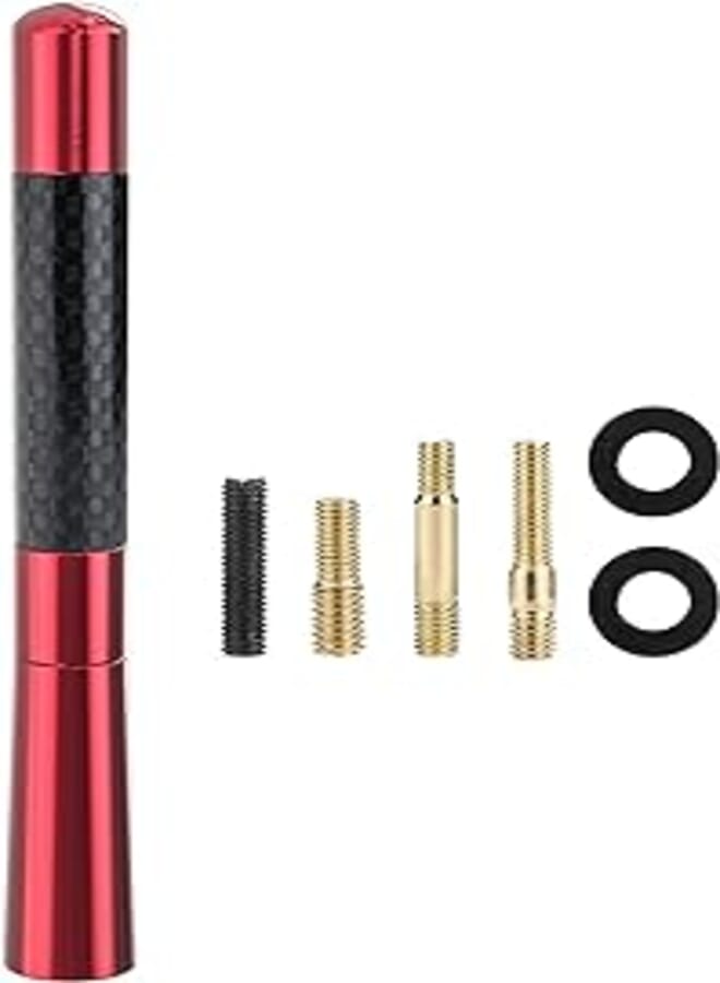Tecreddy StickyDeal Universal Red Car Antenna Mast Carbon Fiber Vehicle Replacement Short Antenna 4.7 inch Compatible with Toyota, Ford, Chevrolet, Honda, Nissan, VW, Audi, Mazda