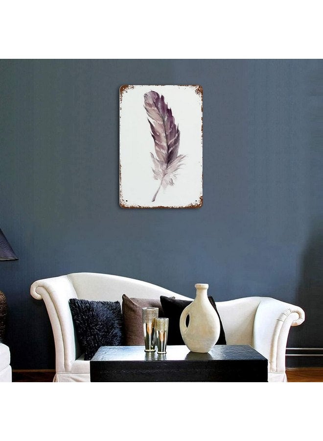 Dycica Anique Metal Tin Sign Feather Wall Art Feather Print Feather Art Feather Art Wall Sign Home Decor Tribal Wall Art Boho Print Watercolor 8x5.5 Inch - Image 4