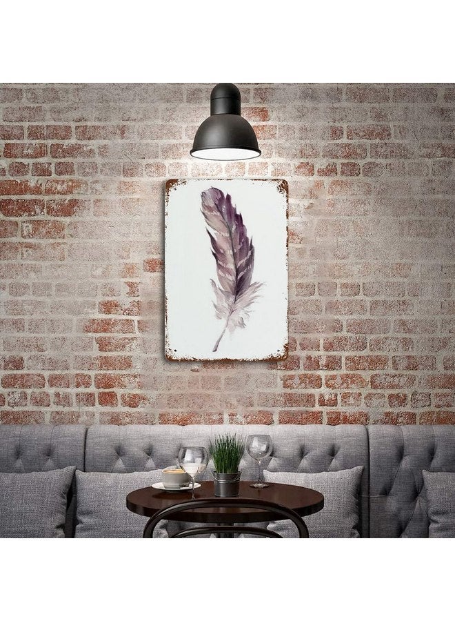 Dycica Anique Metal Tin Sign Feather Wall Art Feather Print Feather Art Feather Art Wall Sign Home Decor Tribal Wall Art Boho Print Watercolor 8x5.5 Inch - Image 5
