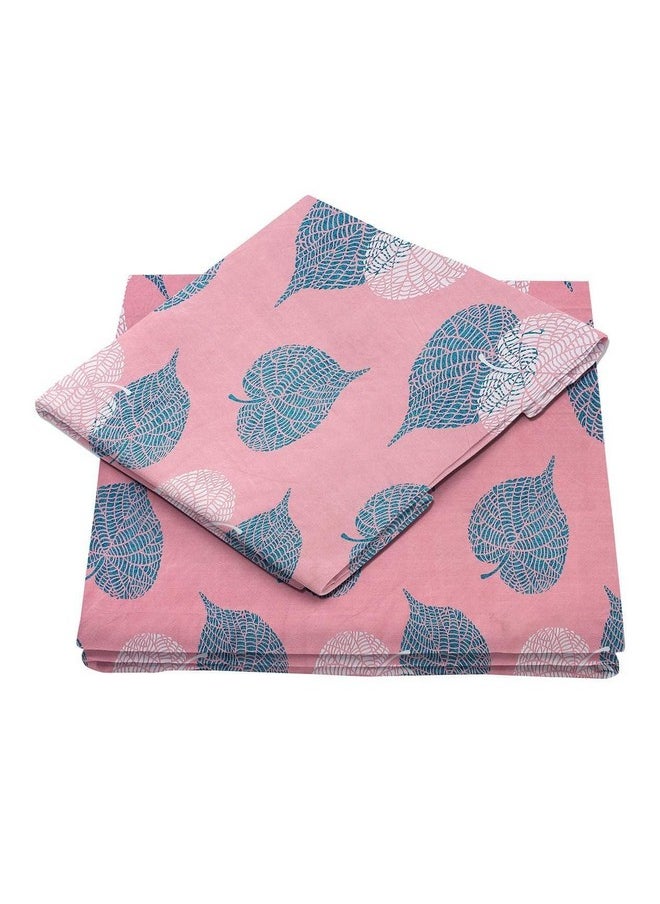 BSB HOME BSB HOME® Super Soft Glace Cotton 180 TC Floral Print Double Bedsheet with 2 Pillow Covers- Light Pink and Green  - Image 5
