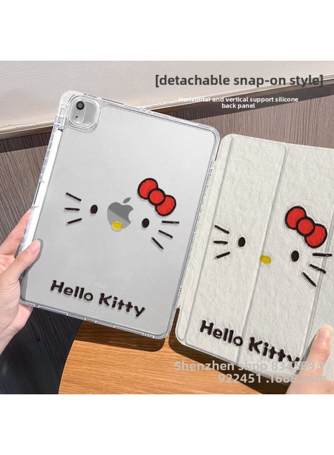 【Silicone X Buckle Split】 For Ipadpro Protective Cover Air6 Penguin 10.2 Inch Tri-fold Pro3 Drop-proof-Color:Buckle Split-horizontal And Vertical Support-double-sided Silicone 70% Off Styles + Pen Slot 【dd0103 Melody Full Screen】-Applicable Models:Ipad 2019 ( 10.2inch ) - Image 3