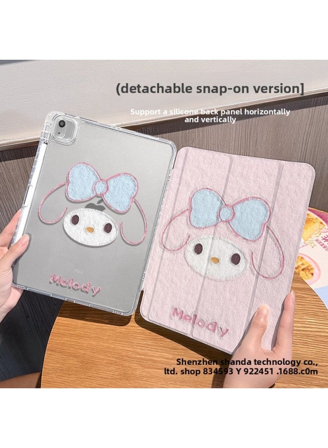 【Silicone X Buckle Split】 For Ipadpro Protective Cover Air6 Penguin 10.2 Inch Tri-fold Pro3 Drop-proof-Color:Buckle Split-horizontal And Vertical Support-double-sided Silicone 70% Off Styles + Pen Slot 【dd0103 Melody Full Screen】-Applicable Models:Ipad 2019 ( 10.2inch ) - Image 1