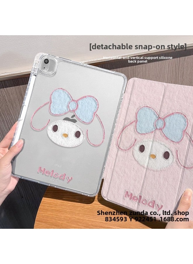 【Silicone X Buckle Split】 For Ipadpro Protective Cover Air6 Penguin 10.2 Inch Tri-fold Pro3 Drop-proof-Color:Buckle Split-horizontal And Vertical Support-double-sided Silicone 70% Off Styles + Pen Slot 【dd0103 Melody Full Screen】-Applicable Models:Ipad 2019 ( 10.2inch ) - Image 2