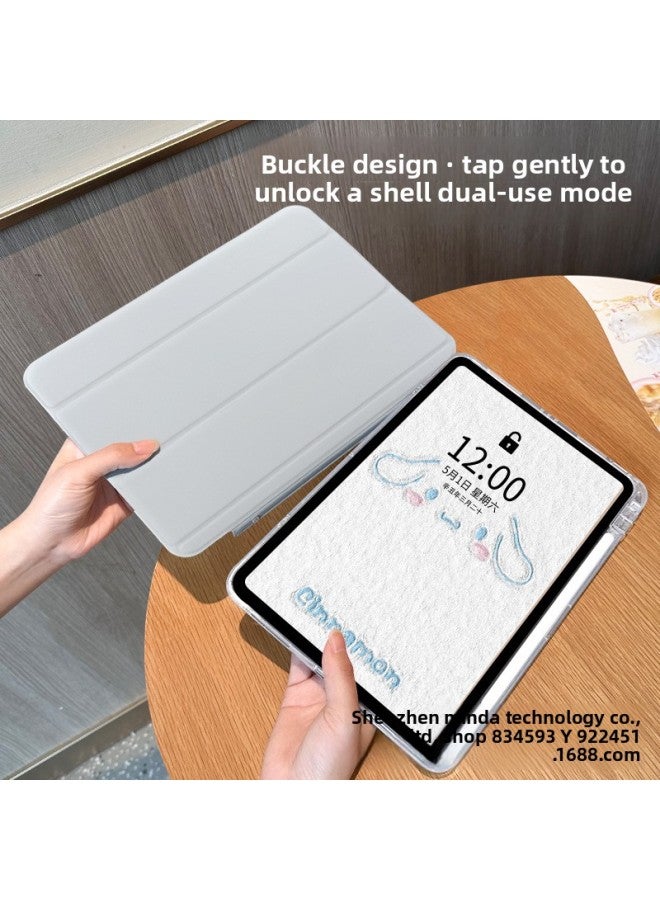 【Silicone X Buckle Split】 For Ipadpro Protective Cover Air6 Penguin 10.2 Inch Tri-fold Pro3 Drop-proof-Color:Buckle Split-horizontal And Vertical Support-double-sided Silicone 70% Off Styles + Pen Slot 【dd0103 Melody Full Screen】-Applicable Models:Ipad 2019 ( 10.2inch ) - Image 4