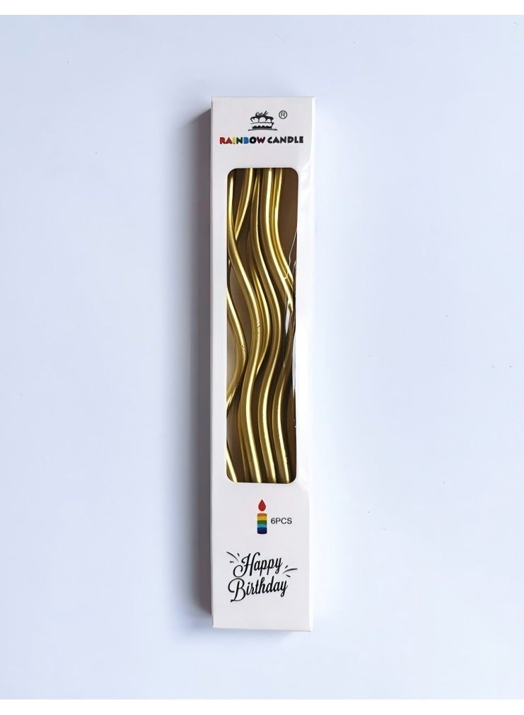 GODAN 6 Piece Gold Swirl Birthday Candles - Image 2
