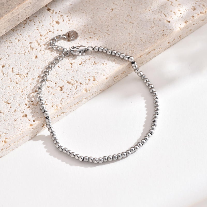 NOKMIT Solid 925 Sterling Silver Bracelets for Women, Dainty Ball Bead Bracelet Adjustable Chain Bracelet, Simple Cute Link Bracelets, Jewelry Gifts - Image 5
