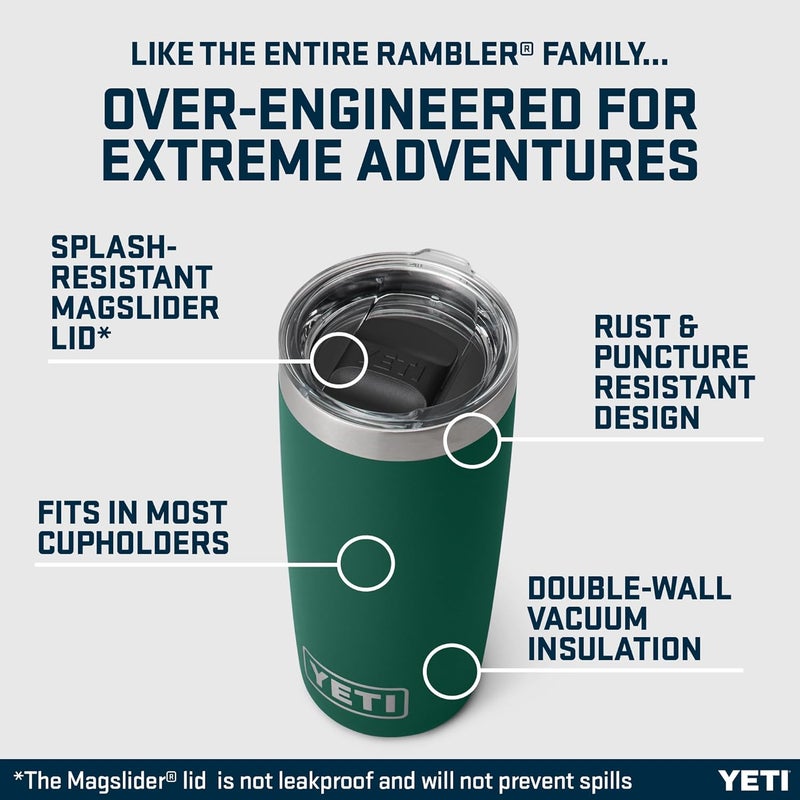 YETI Rambler Tumbler, Vaccum Insulated Stainless Steel Tumbler with Magslider Lid, Black Forest Green, 10 oz (295 ml) - Image 3