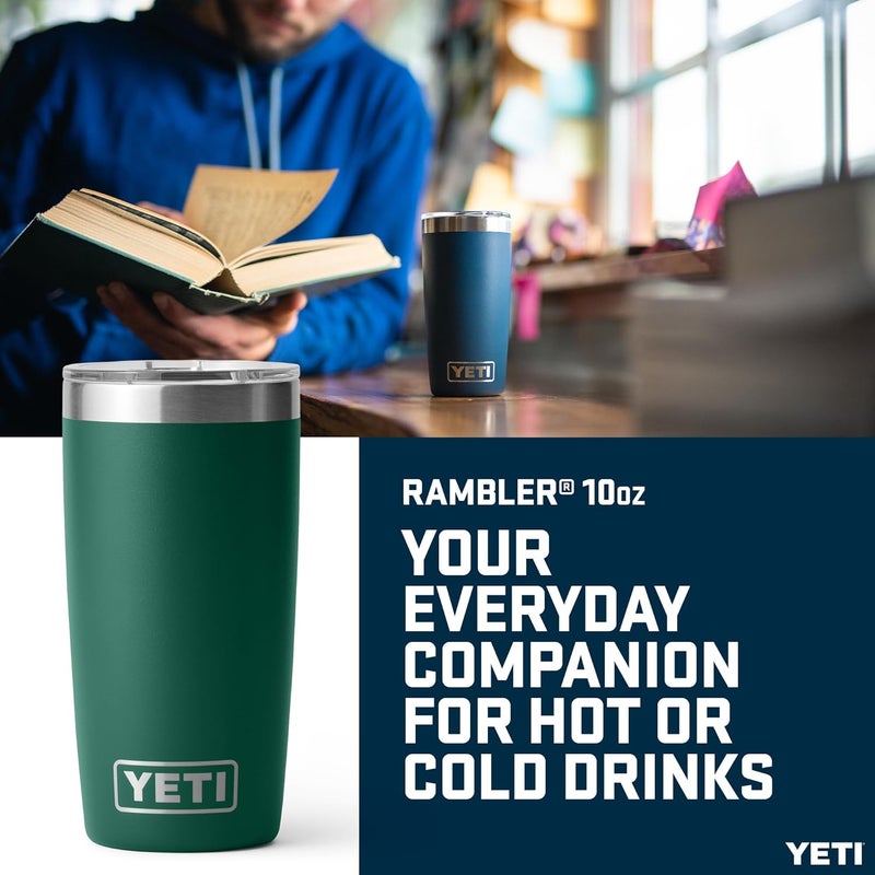 YETI Rambler Tumbler, Vaccum Insulated Stainless Steel Tumbler with Magslider Lid, Black Forest Green, 10 oz (295 ml) - Image 2