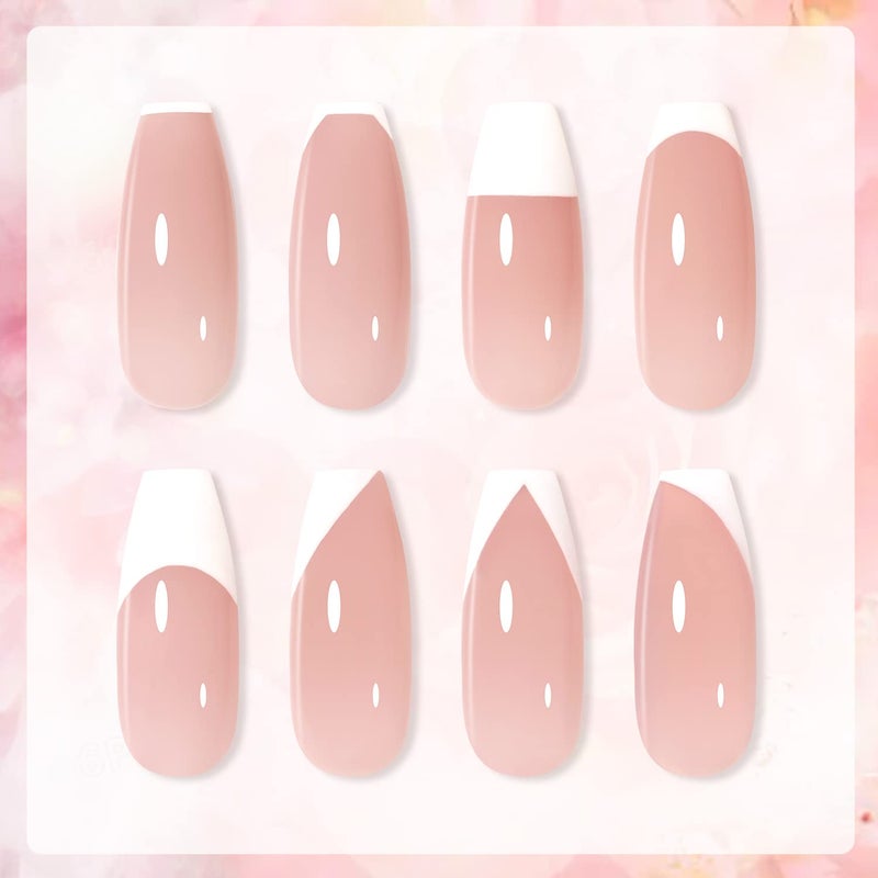 GAOY French Manicure Kit, Nail Stamper and 2Pcs Gel Nail Polish, Include Nude Jelly Pink White Colors for French Tip, UV Light Cure - Image 4