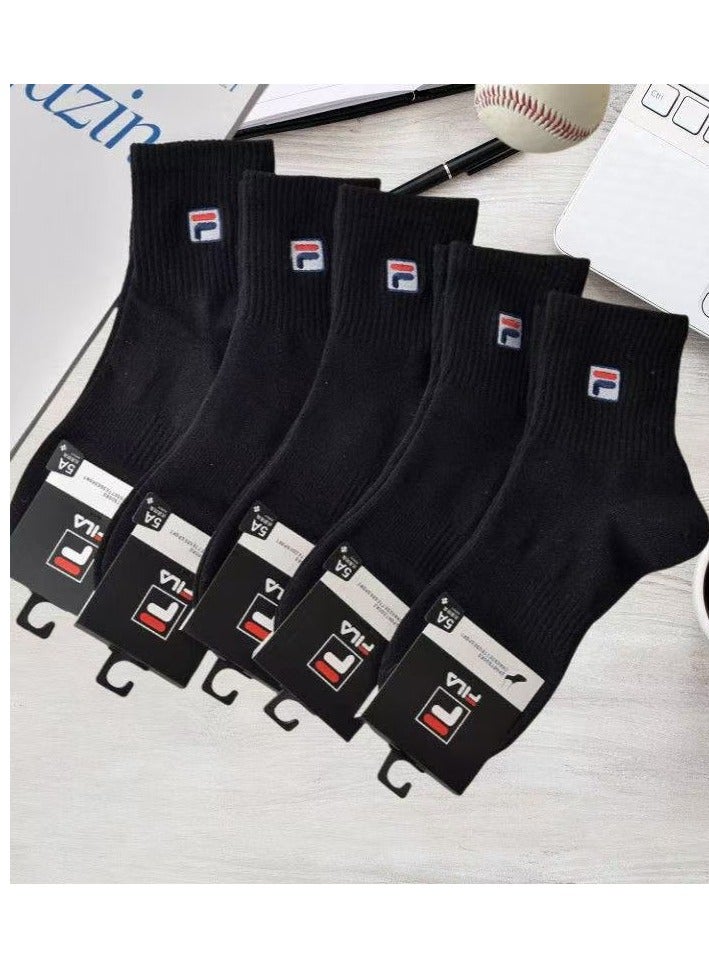 FILA 5 pairs of FILA mid-calf socks, black