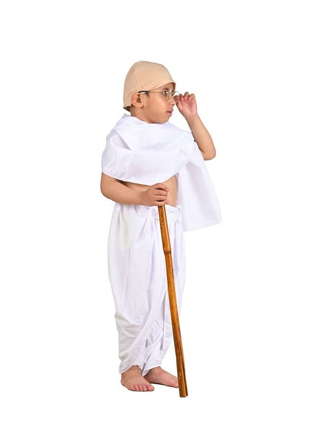 بوك ماي كوستيوم زي تنكري للأطفال من BookMyCostume للمهاتما غاندي بابو مع لاثي مناضل من أجل الحرية، مناسب للأطفال من عمر سنتين إلى ثلاث سنوات - Image 2