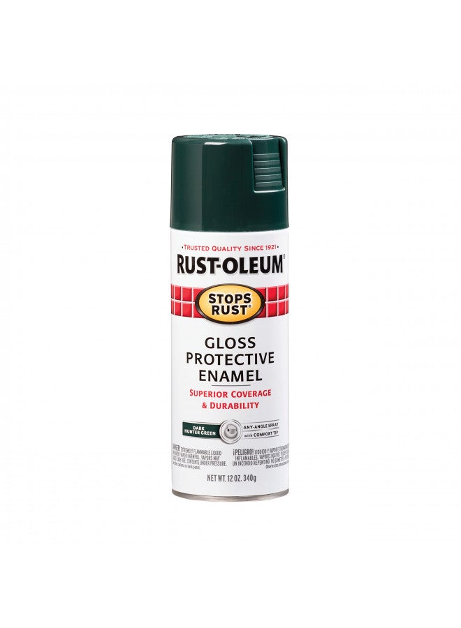 Rust-Oleum 7733830 Stops Rust Spray Paint, 12 oz, Gloss Dark Hunter Green - Image 1