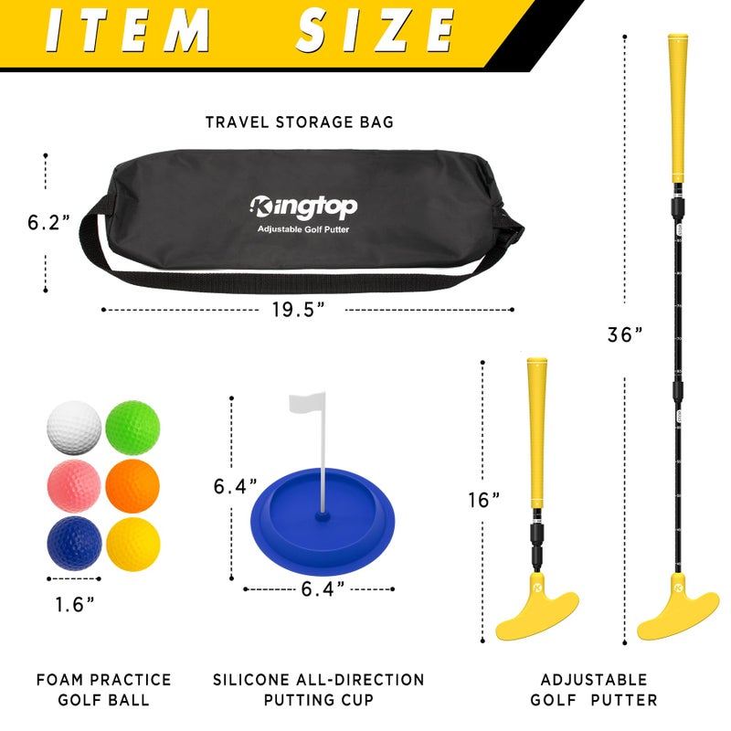 KINGTOP Adjustable Golf Putters for Men and Women, Right and Left Handed Golf Putter Club for Kids | Teens | Adults, Putting Training Combo Pack with Putting Cup and Practice Foam Balls, 1-Pack - Image 3
