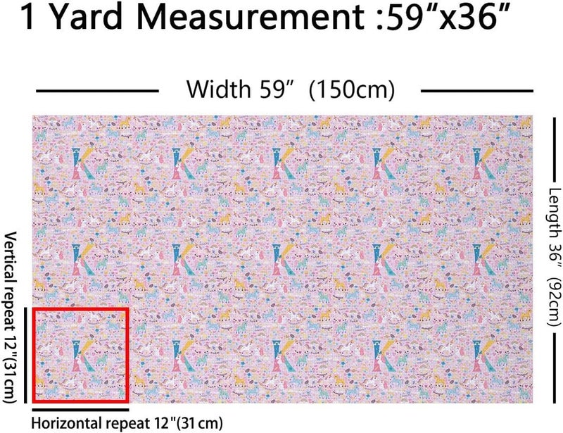 Erosebridal Unicorn Initial K Upholstery Fabric 10 Yards, Purple Rainbow Unicorn Fabric By The Yard for Sewing Clothes, Cute Alphabet Flowers Waterproof Fabrics, Girly Butterfly Couch Chairs Decor - Image 2