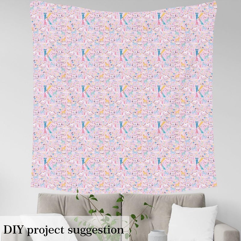 Erosebridal Unicorn Initial K Upholstery Fabric 10 Yards, Purple Rainbow Unicorn Fabric By The Yard for Sewing Clothes, Cute Alphabet Flowers Waterproof Fabrics, Girly Butterfly Couch Chairs Decor - Image 3