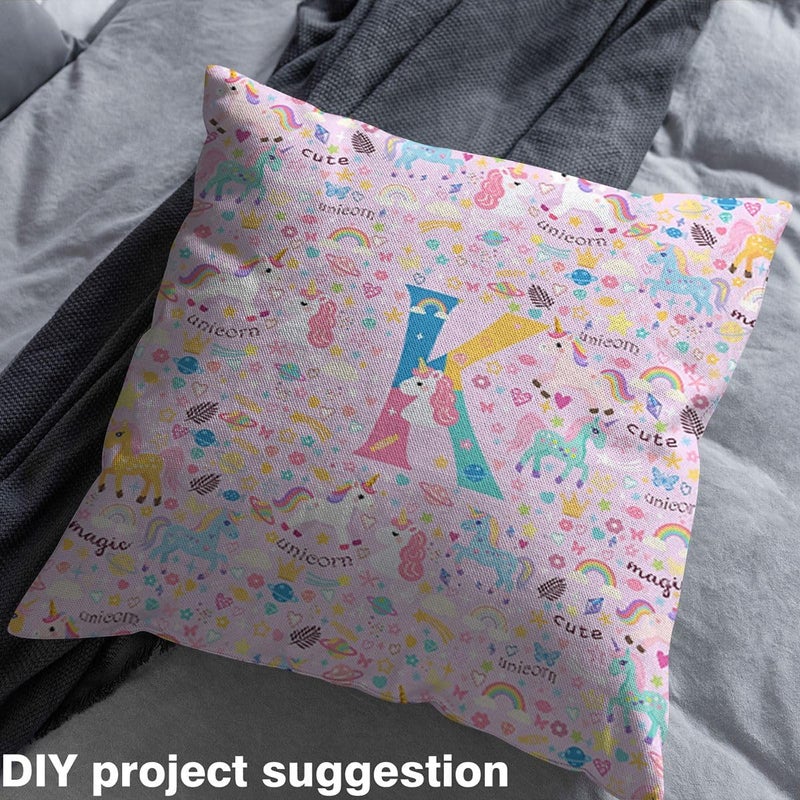 Erosebridal Unicorn Initial K Upholstery Fabric 10 Yards, Purple Rainbow Unicorn Fabric By The Yard for Sewing Clothes, Cute Alphabet Flowers Waterproof Fabrics, Girly Butterfly Couch Chairs Decor - Image 4