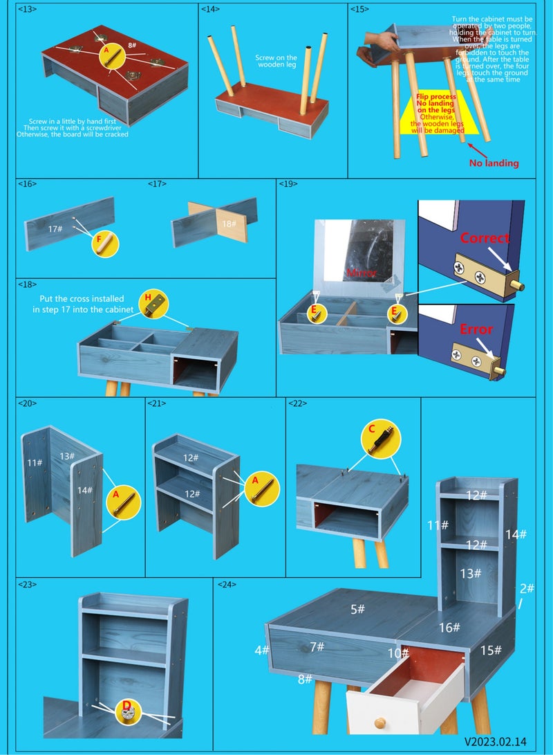 fashionhome Multifunction Modern Design One Drawer Vanity Makeup Glass Mirror Dressings Storage Table 60 x 40 x 75 cm - Image 4