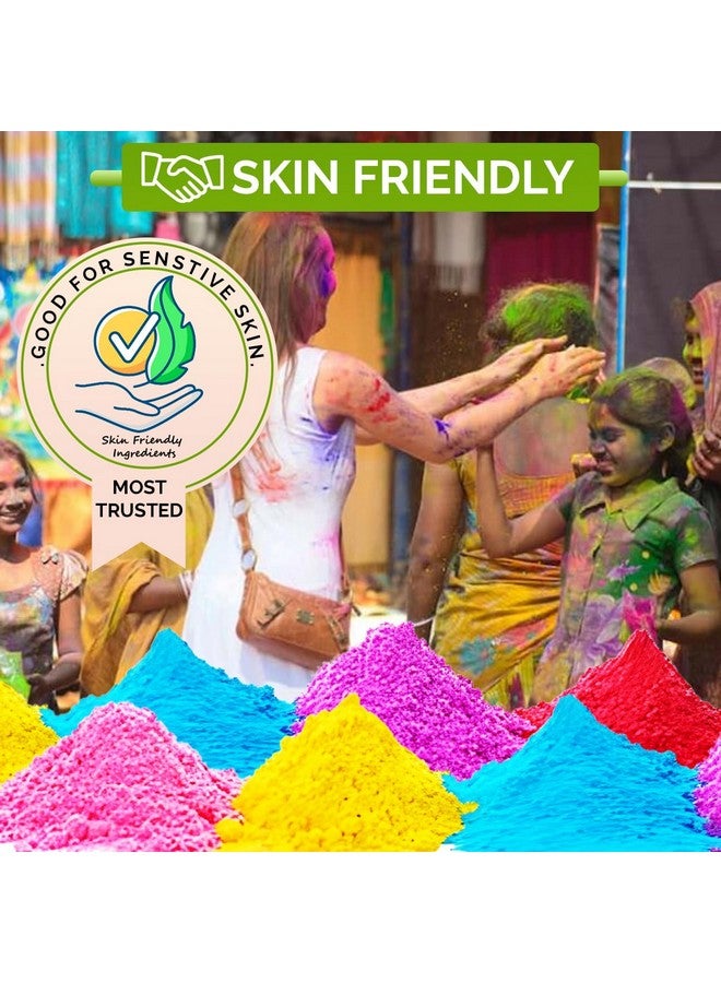 CraftVatika Natural Holi Colour - Organic Holi Gulal - Orange | Yellow | Red | Pink and Green - Holi Items- Pack of 5-80gm x 5 Holi Gift Pack-for Family, Party, Silky, Soft Skin Friendly,100% Safe - Image 5