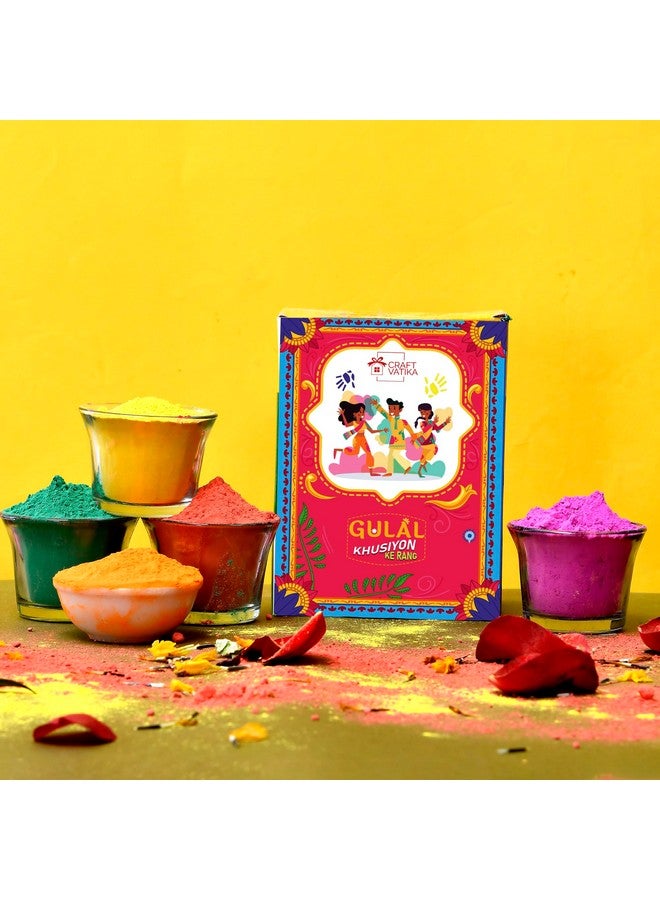 CraftVatika Natural Holi Colour - Organic Holi Gulal - Orange | Yellow | Red | Pink and Green - Holi Items- Pack of 5-80gm x 5 Holi Gift Pack-for Family, Party, Silky, Soft Skin Friendly,100% Safe - Image 2