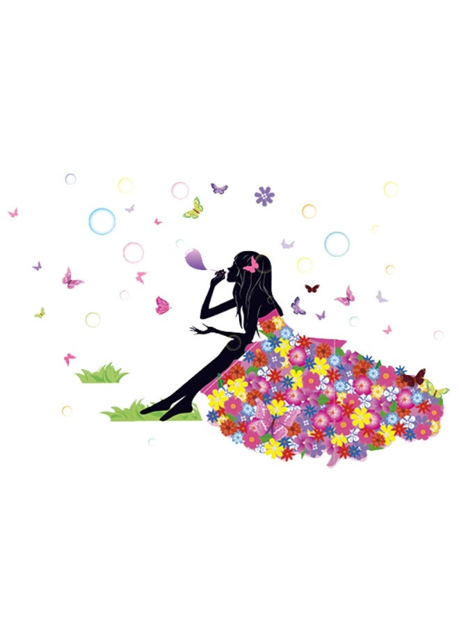 Flower Fairy Butterfly Girl Wall Stickers Colorful Umbrella Decals Room Nursery Bedroom Decor - Image 1