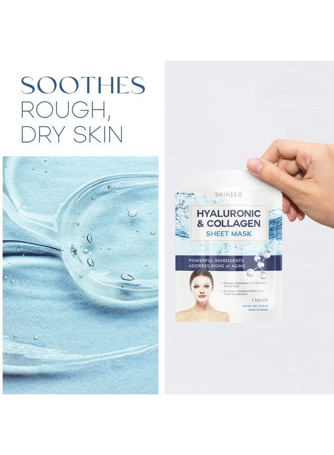 سكين 2.0 قناع الوجه الورقي Skin 2.0 بحمض الهيالورونيك والكولاجين - يعزز ترطيب البشرة، ويشدها، ويقلل من علامات الشيخوخة، قناع ورقي مرطب - منتجات كورية للعناية بالبشرة خالية من القسوة لجميع أنواع البشرة - 5 أقنعة - Image 4