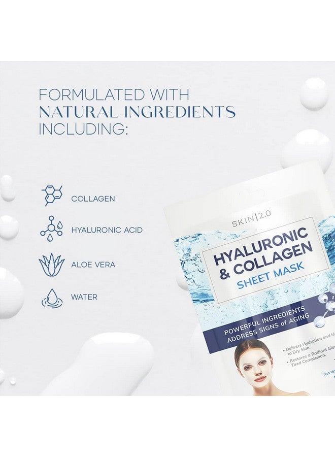 سكين 2.0 قناع الوجه الورقي Skin 2.0 بحمض الهيالورونيك والكولاجين - يعزز ترطيب البشرة، ويشدها، ويقلل من علامات الشيخوخة، قناع ورقي مرطب - منتجات كورية للعناية بالبشرة خالية من القسوة لجميع أنواع البشرة - 5 أقنعة - Image 5