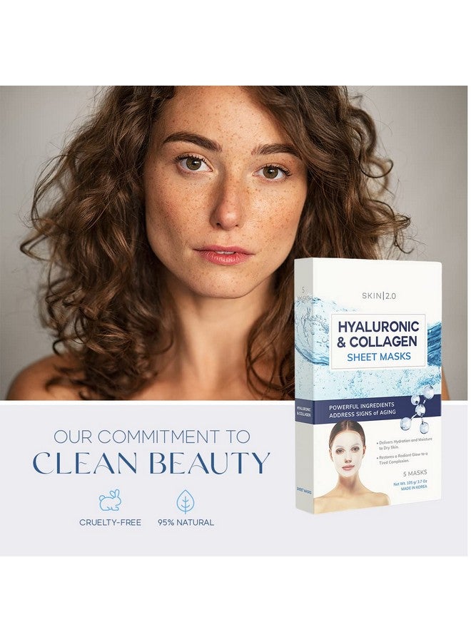 سكين 2.0 قناع الوجه الورقي Skin 2.0 بحمض الهيالورونيك والكولاجين - يعزز ترطيب البشرة، ويشدها، ويقلل من علامات الشيخوخة، قناع ورقي مرطب - منتجات كورية للعناية بالبشرة خالية من القسوة لجميع أنواع البشرة - 5 أقنعة - Image 3