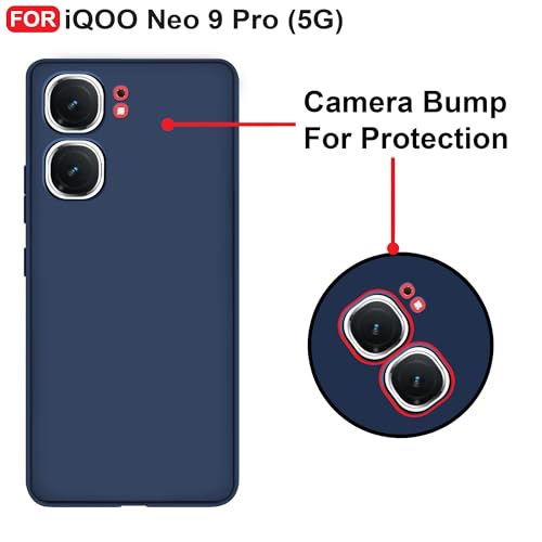 CEDO Back Cover for iQOO Neo 9 / iQOO Neo 9 Pro (5G) | Camera Bump Protection & Inner Velvet Fabric Lining | Ultra Slim Matte Soft Rubberised Case Cover (Blue) - Image 3