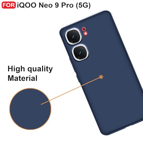 CEDO Back Cover for iQOO Neo 9 / iQOO Neo 9 Pro (5G) | Camera Bump Protection & Inner Velvet Fabric Lining | Ultra Slim Matte Soft Rubberised Case Cover (Blue) - Image 5