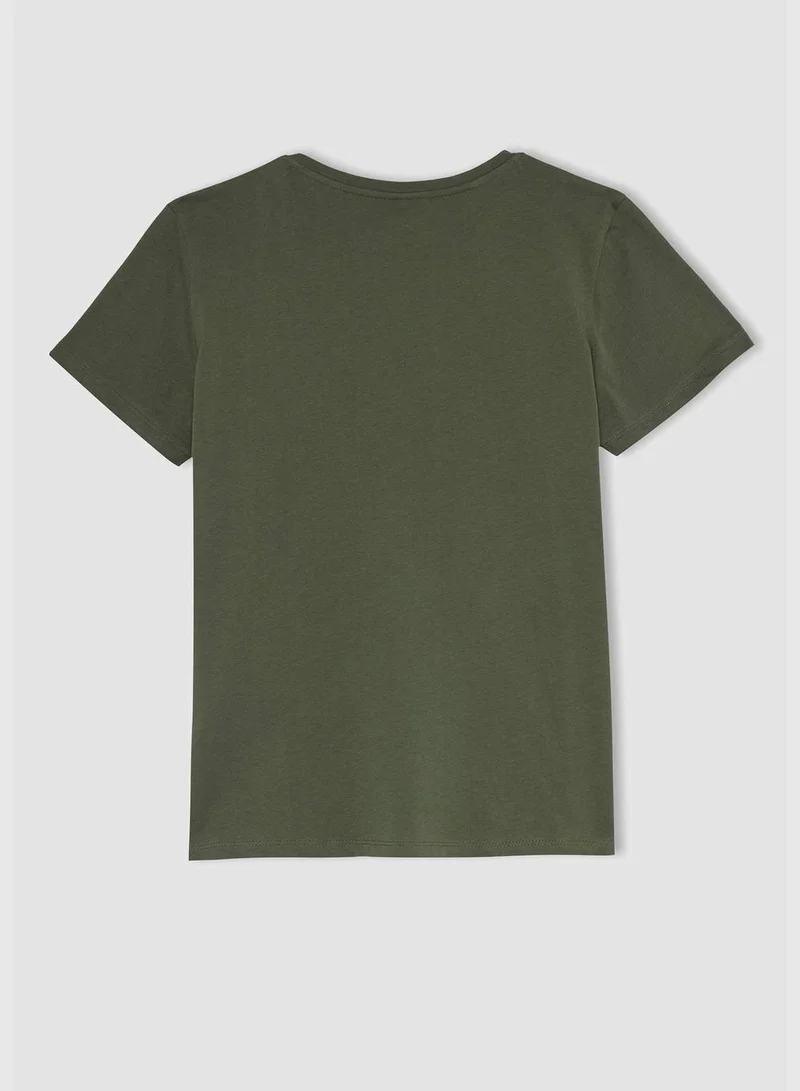 DeFacto Woman Regular Fit C Neck Regular Knitted Short Sleeve T-Shirt