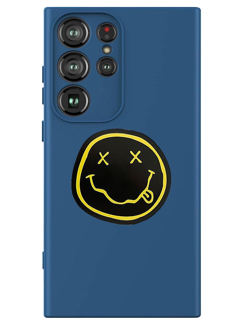 Theodor Protective Slim Fit Case Liquid Silicone Cover with Full Body Protection Anti-Scratch Shockproof Case For Samsung Galaxy S24 Ultra (Blue) - Smiley (2) - Image 1