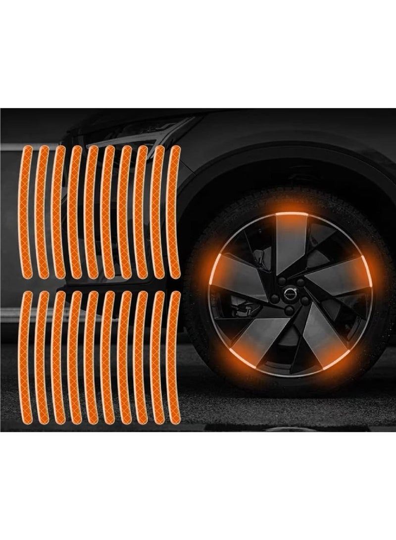 Bukela Reflective Strips for Car Wheels – Fluorescent Orange, Epoxy Resin Style, 2 Sets, Rim Tape Decal - Image 1