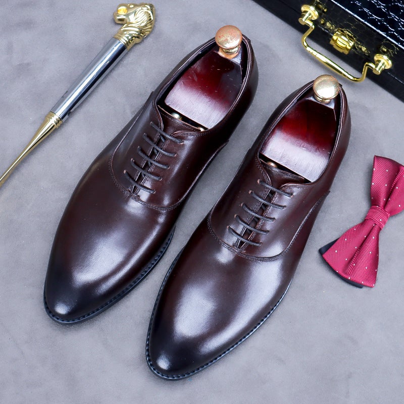 [Big Sale] Leather Shoes Cowhide Genuine Leather Boys British Business Pointed Toe Men'S Clay Shoes Formal Leather Shoes Dropshipping - Image 1